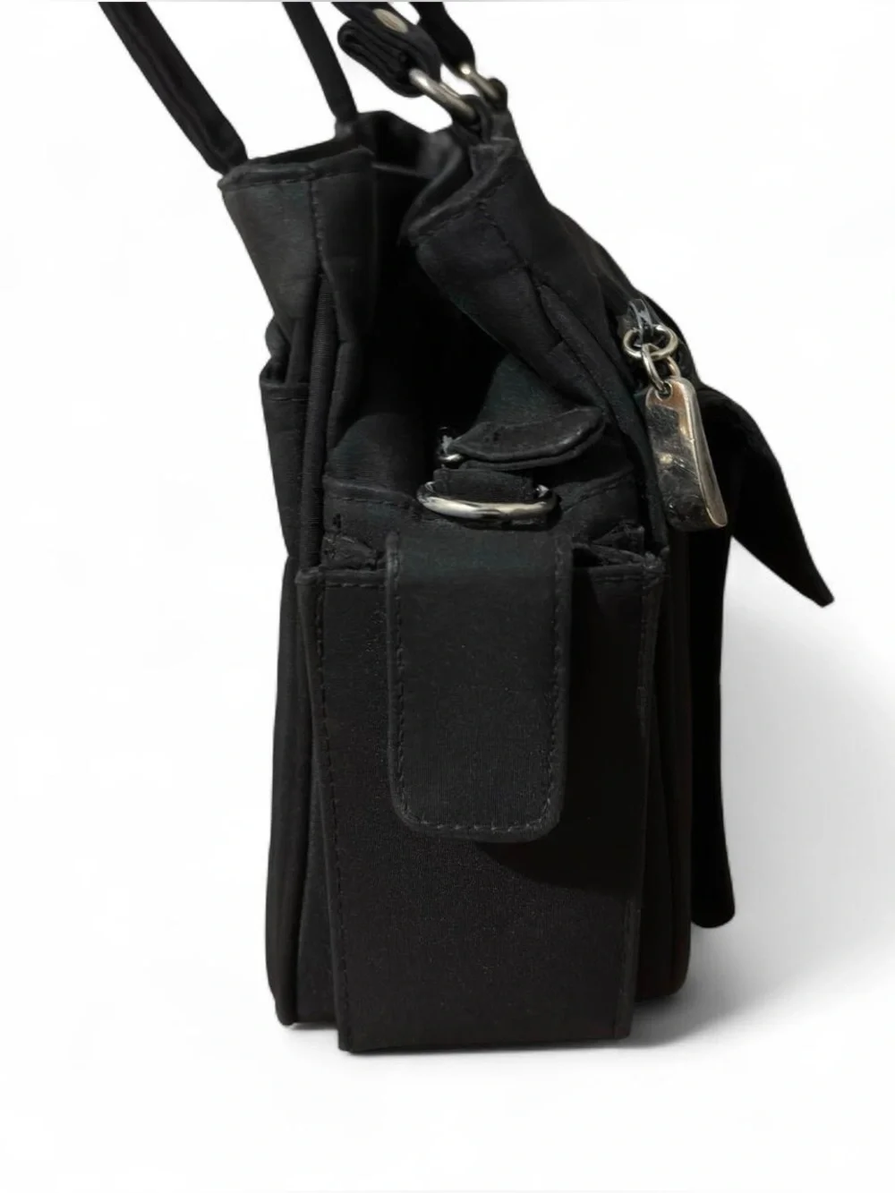 Y2K Vintage Black Double-Pocket Small Top Handle Handbag Purse